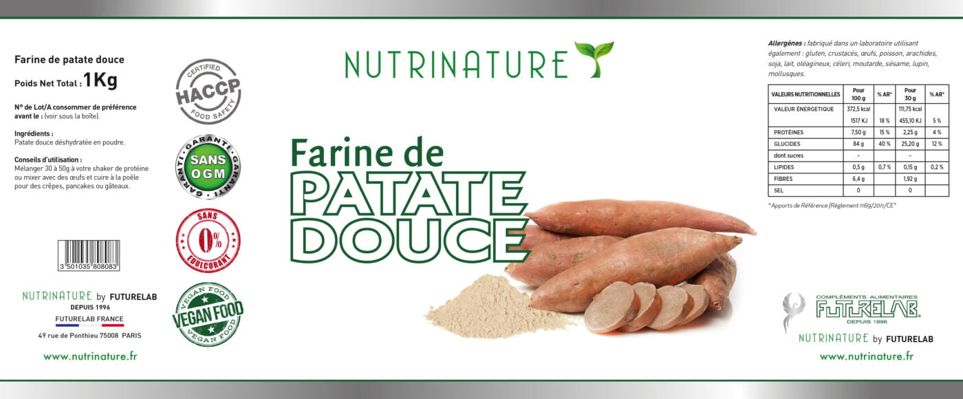 farine de patate douce BIO-glucides-entretien du corps-vegan-riche