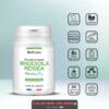 Flacon blanc BioForce “Rhodiola Rosea” avec étiquettes vertes, icons produits vegan et non omnivant; 30 gélules végétales.