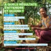 Texte sur fond vert et blanc superposé: femme assise près d’un arbre, récolte de moringa, baskets et paniers; conseils santé et bien-être affichés. CRÉA VIGNETTE SITE MORINGA4